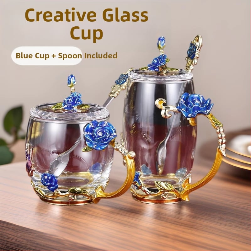 Kis kapacitású vizespohár, háztartási kávéspohár, kreatív, könnyű luxus zománcmintás reggelizőpohár, üvegpohár, ajándéktárgy