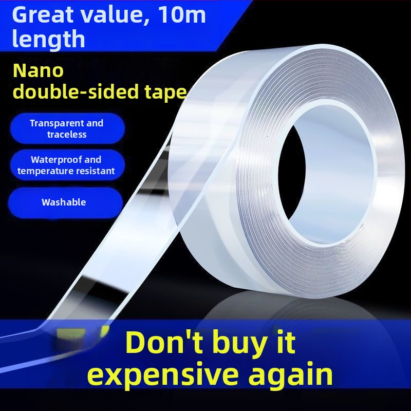 Skaidri dvipusė akrilinė juosta, be pėdsakų, atspari aukštai temperatūrai, didelis skaidrumas, didelis klampumas, stipri vandeniui, be pėdsakų nano juostos didmeninė prekyba