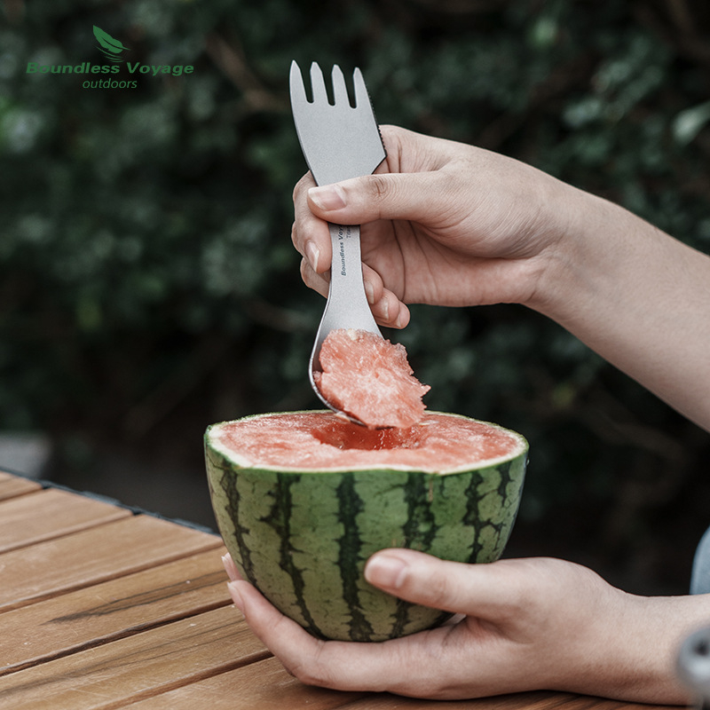 Tik gryno titano šaukštas peilis šakutė šaukštas sriubos šaukštas kepsnio peilis vaisių šakutė trys viename stalo įrankiai