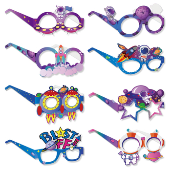 Határokon átnyúló új űrpapír szemüvegek fotókellékek rakéta űrhajó űrhajós szemüveg öltöztetős kellékek nagykereskedelem