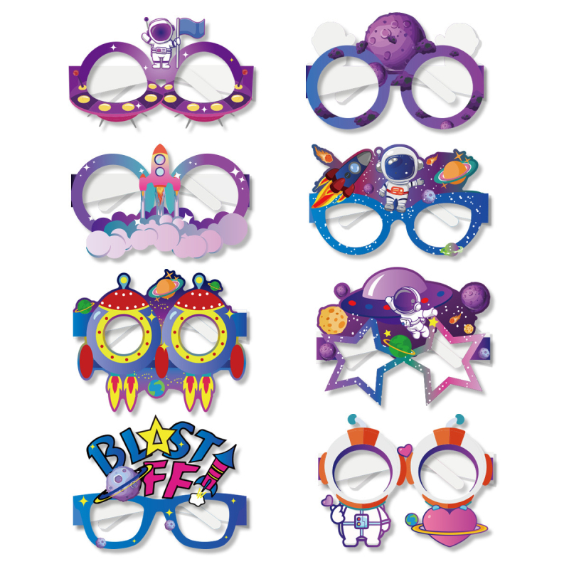 Határokon átnyúló új űrpapír szemüvegek fotókellékek rakéta űrhajó űrhajós szemüveg öltöztetős kellékek nagykereskedelem