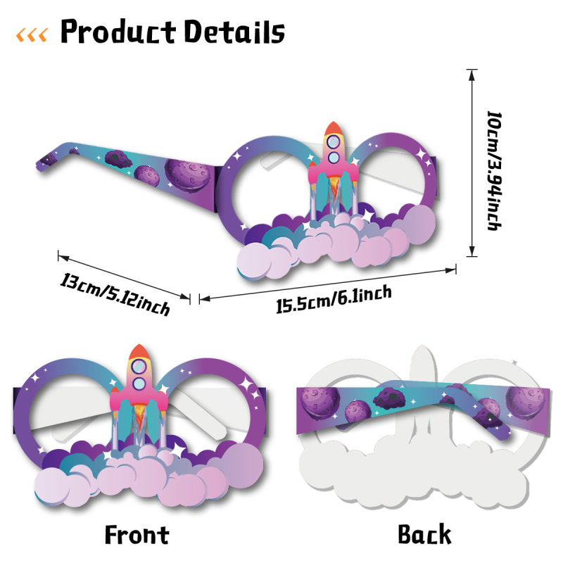 Határokon átnyúló új űrpapír szemüvegek fotókellékek rakéta űrhajó űrhajós szemüveg öltöztetős kellékek nagykereskedelem