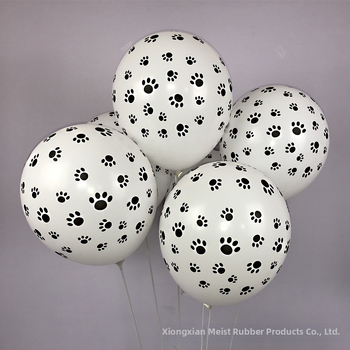Kutsika jalajälje õhupall, paksendatud valge lateksist koomiksiga sünnipäevapeo kaunistus, loomateemaline mänguballoon