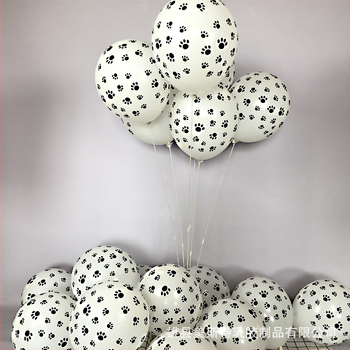 Kutsika jalajälje õhupall, paksendatud valge lateksist koomiksiga sünnipäevapeo kaunistus, loomateemaline mänguballoon