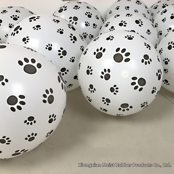 Kutsika jalajälje õhupall, paksendatud valge lateksist koomiksiga sünnipäevapeo kaunistus, loomateemaline mänguballoon