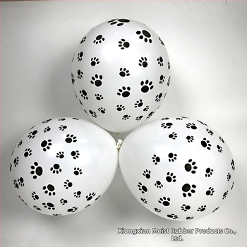 Kutsika jalajälje õhupall, paksendatud valge lateksist koomiksiga sünnipäevapeo kaunistus, loomateemaline mänguballoon