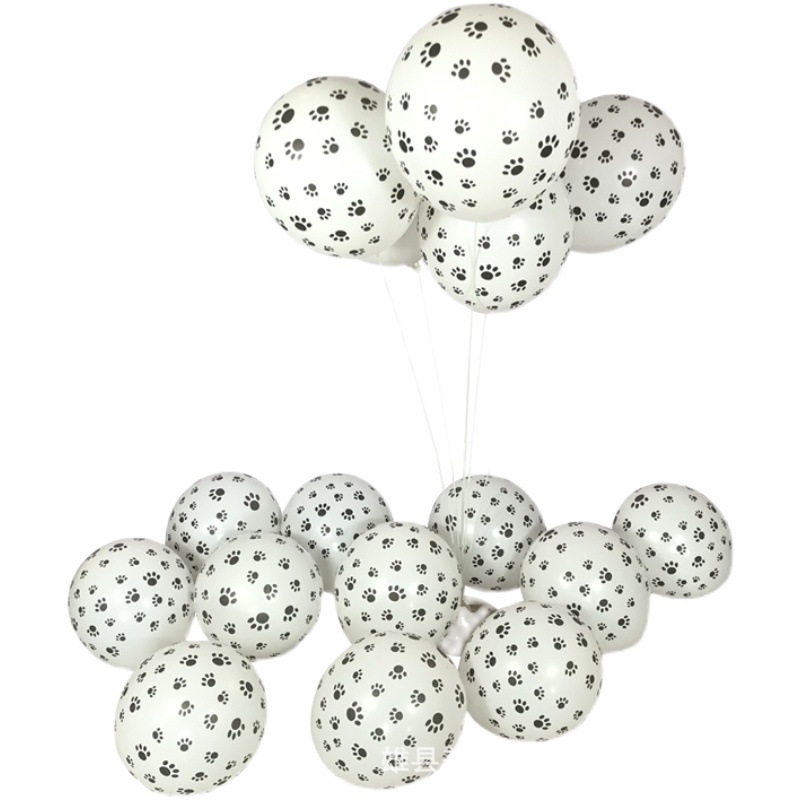 Kutsika jalajälje õhupall, paksendatud valge lateksist koomiksiga sünnipäevapeo kaunistus, loomateemaline mänguballoon