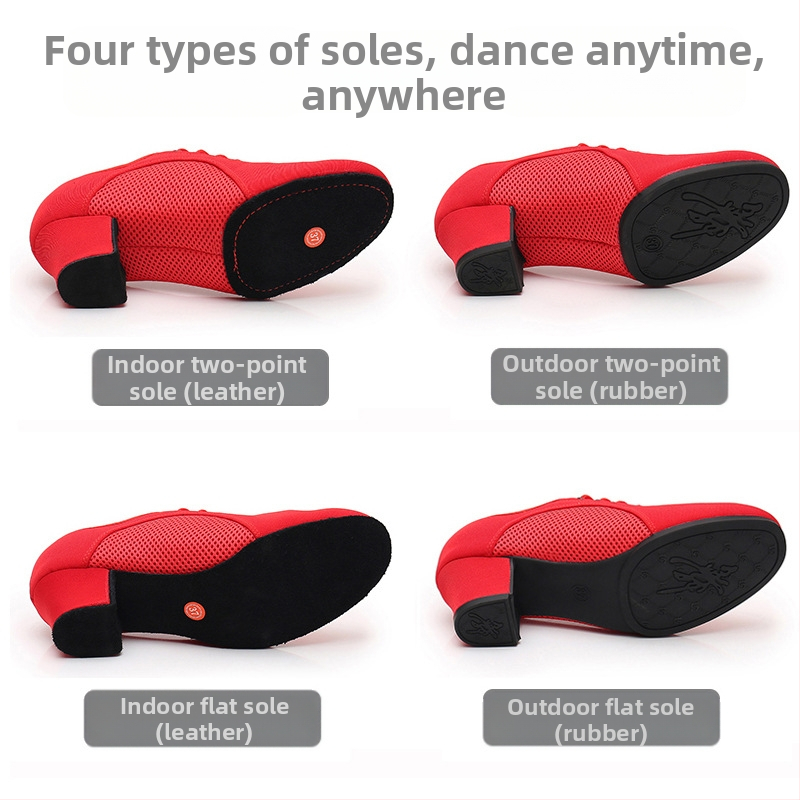 Tanečné topánky na latinskoamerické tance pre dospelé ženy, stredne vysoký podpätok s mäkkou podrážkou, square dance, námornícky tanec, moderné tanečné topánky, priedušné a ľahké