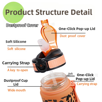 Piiriülene Amazoni plastist veekruus leopardiprindiga gradiendiga õlgkruus suvine õueruumikruus suure mahutavusega spordiveekruus