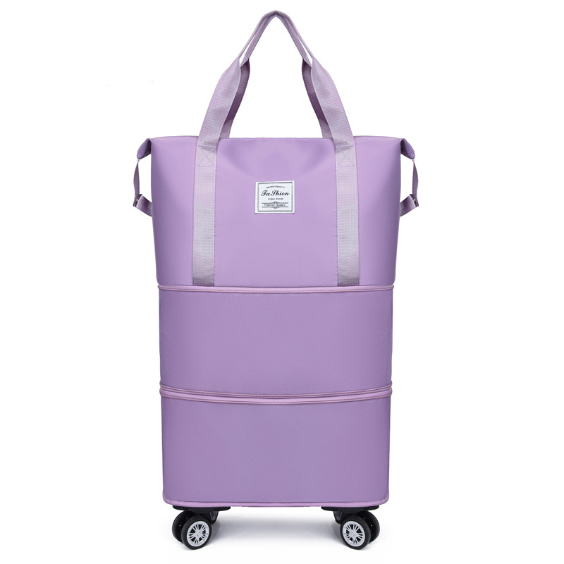 Lielas ietilpības ceļojumu soma ar dubultu izplešanās universālu riteņu rokassomu ceļojumu uzglabāšanas soma ar skriemeli bagāžas soma