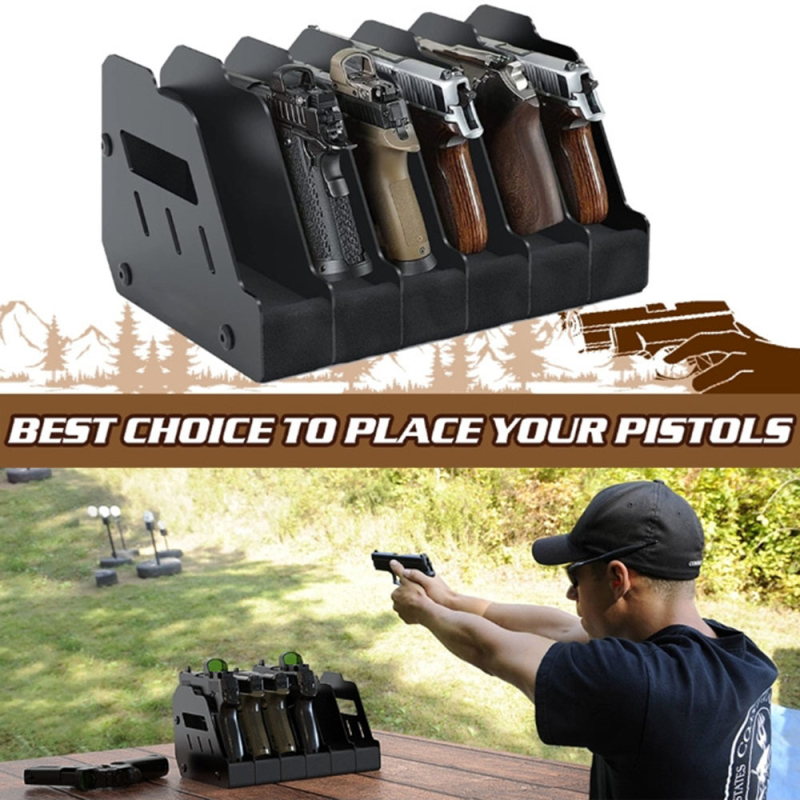 Pisztolykiállító állvány Játékfegyver-rendszerező tárolódoboz 6 rekeszes pisztolytároló állvány Fegyvertároló állvány