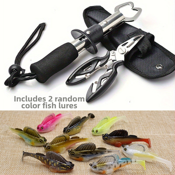 Rozsdamentes acél egyenes nyelű halvezérlő kis méretű úti fogó rozsdamentes acél öltöny kombináció véletlenszerű színű horgászcsali küldéséhez