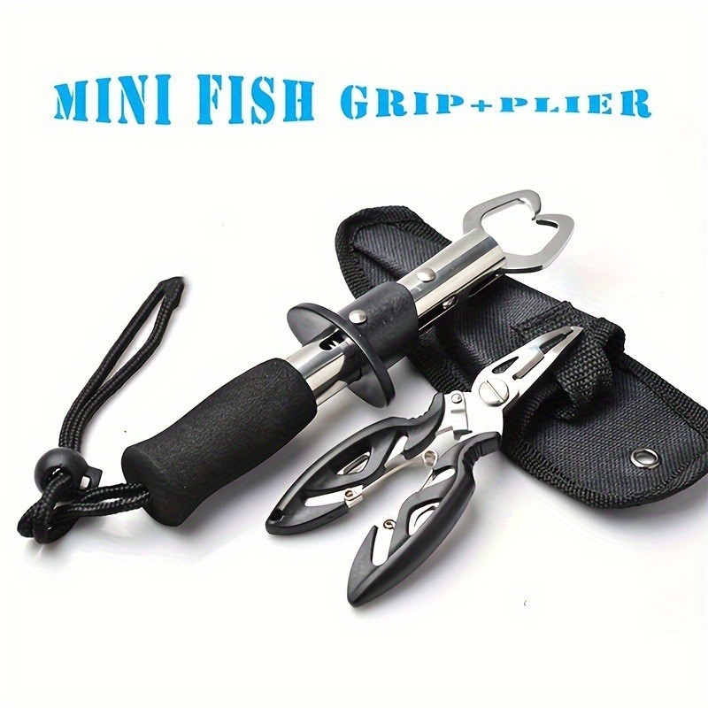 Rozsdamentes acél egyenes nyelű halvezérlő kis méretű úti fogó rozsdamentes acél öltöny kombináció véletlenszerű színű horgászcsali küldéséhez