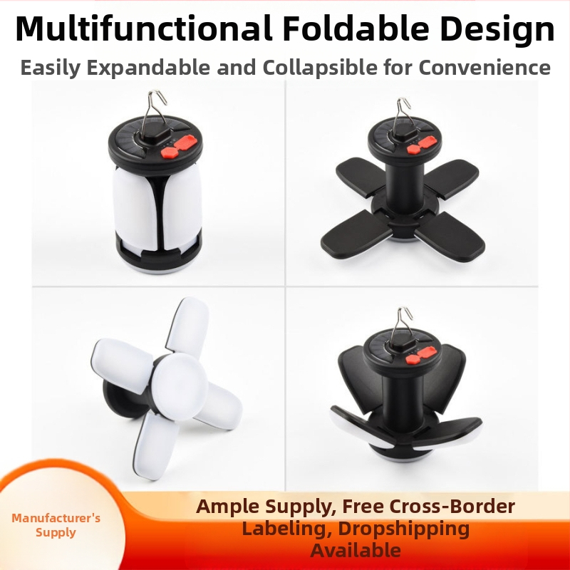 Piiriülene kuummüük valgustus kodukinkevalgusti päikeseenergial laetav LED-telgivalgusti kolmeleheküljeline neljaleheküljeline õues telgivalgusti