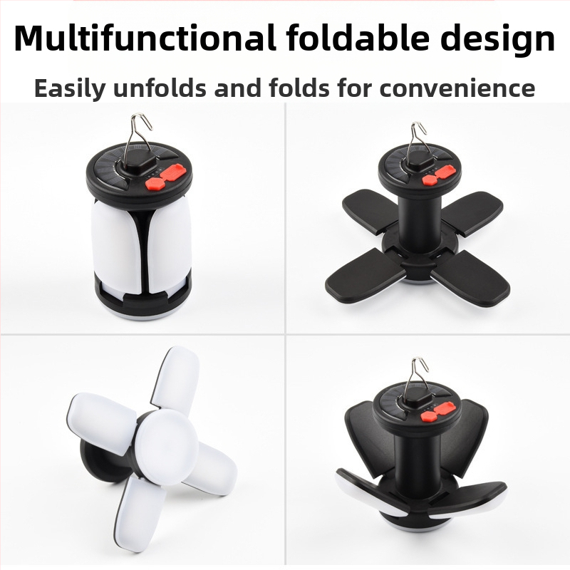 Piiriülene kuummüük valgustus kodukinkevalgusti päikeseenergial laetav LED-telgivalgusti kolmeleheküljeline neljaleheküljeline õues telgivalgusti