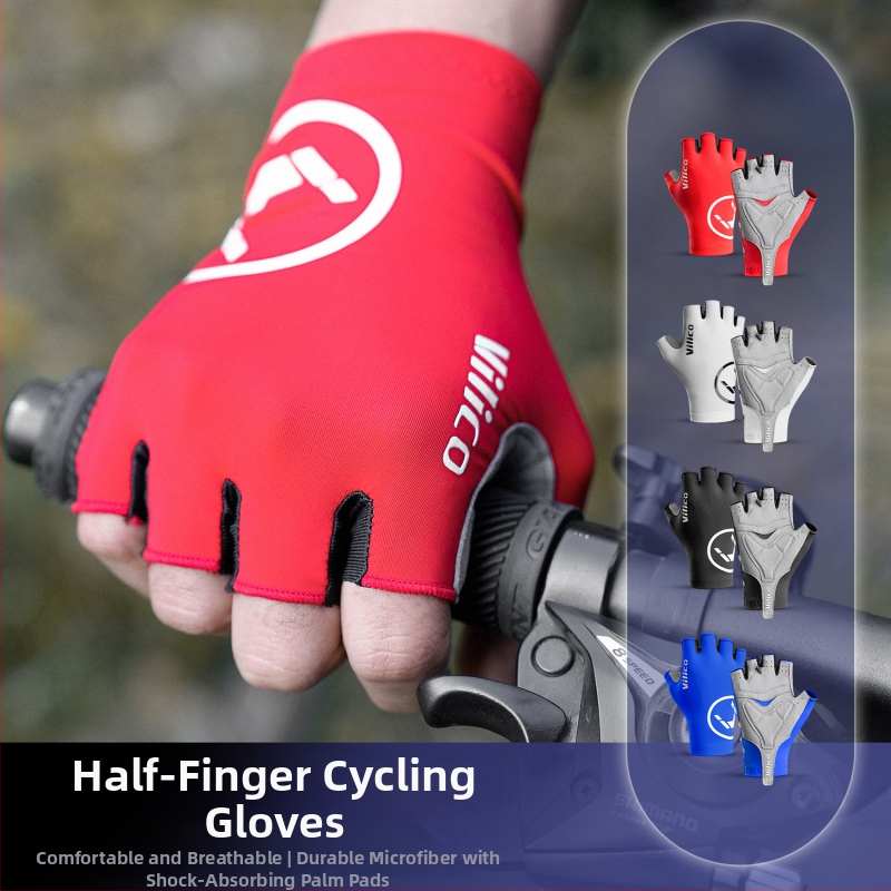 Pavasara un vasaras alpīnisma un riteņbraukšanas triecienus absorbējoši puspirkstu cimdi, neslīdoši, nodilumizturīgi, elastīgi, elpojoši riteņbraukšanas cimdi, gatavi pārdošanai