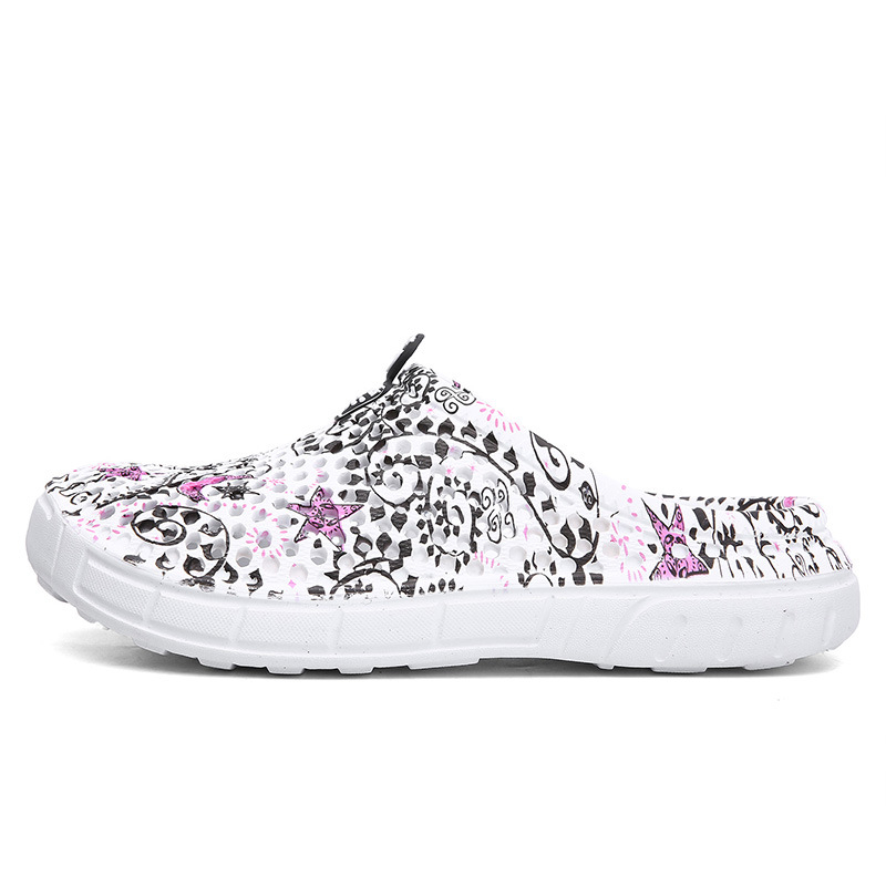 Didelio dydžio tarpvalstybinės neslystančios šlepetės moteriški raštuoti moteriški bateliai su skylutėmis vasariniai viršutiniai drabužiai pusšlepetės paplūdimio bateliai basutės moterims