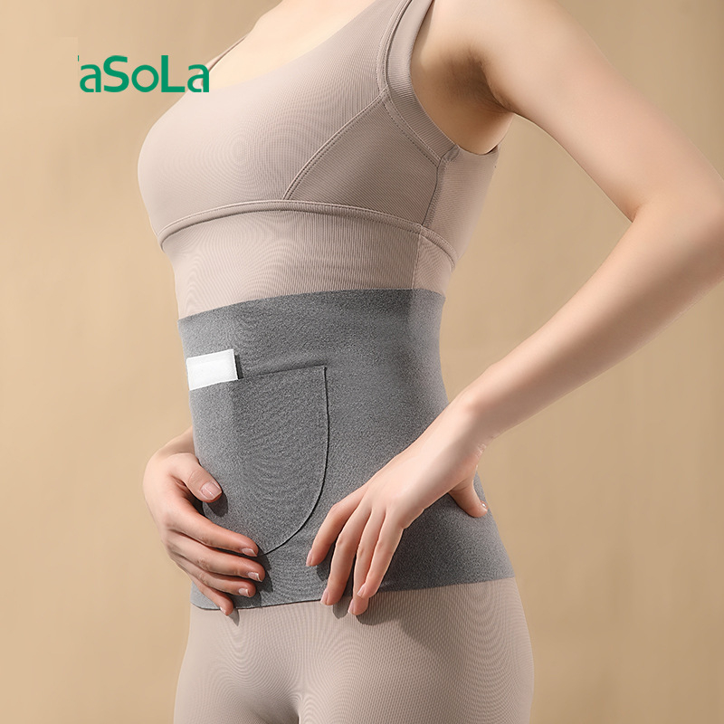 Meleg, dupla zsebes, bársonyos hasmelegítő öv, női hasmelegítő öv, megfázás elleni, meleg, rugalmas, nyom nélküli női öv