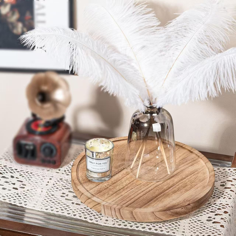 Täispuidust kandik ümmargune dekoratiivne alus ümmargune kandik aroomiteraapia küünla vitriinplaat kosmeetiline hoiustamisriiul kronstein