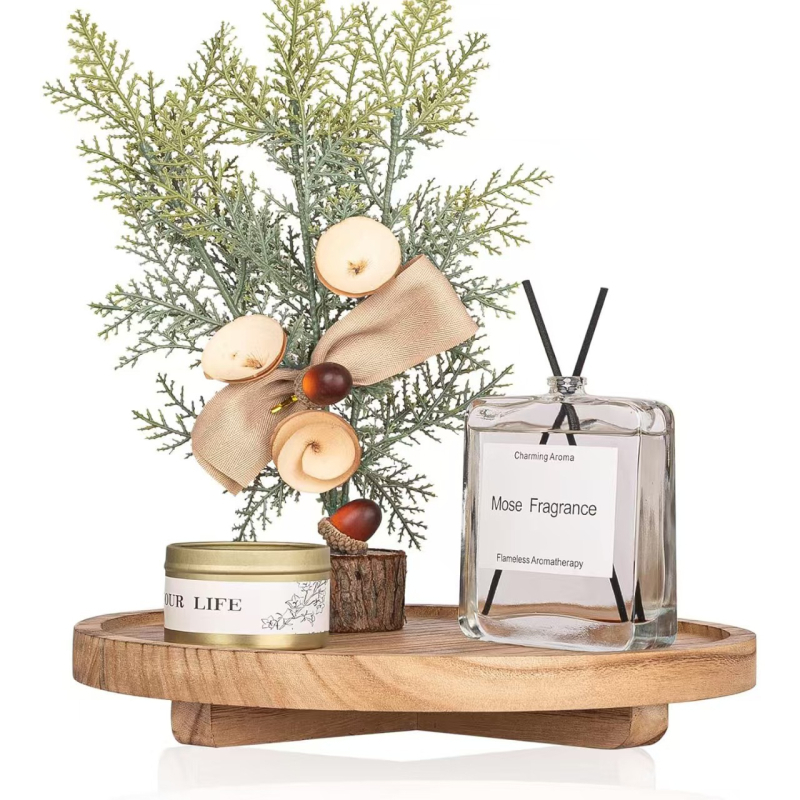 Täispuidust kandik ümmargune dekoratiivne alus ümmargune kandik aroomiteraapia küünla vitriinplaat kosmeetiline hoiustamisriiul kronstein