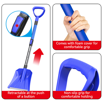 Kokkupandav lumelabidas autole, maastikul kasutamiseks, väike labidas, talvetarbed, kelk, teleskoop-lumelabidas, tööriist, vasakpoolne ämber