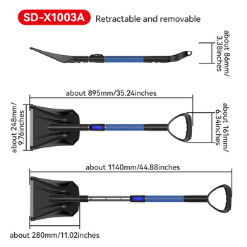 Kokkupandav lumelabidas autole, maastikul kasutamiseks, väike labidas, talvetarbed, kelk, teleskoop-lumelabidas, tööriist, vasakpoolne ämber