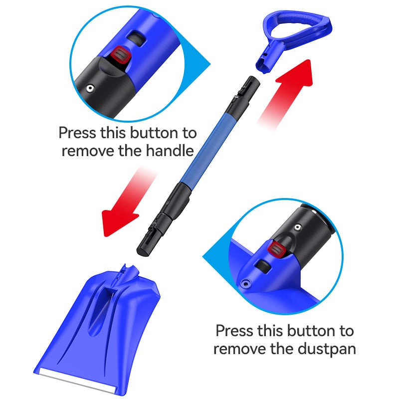 Kokkupandav lumelabidas autole, maastikul kasutamiseks, väike labidas, talvetarbed, kelk, teleskoop-lumelabidas, tööriist, vasakpoolne ämber