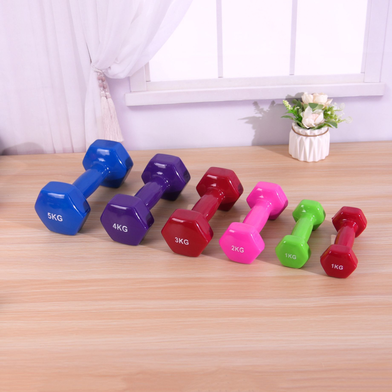 Fitnessivarustus Kaalutud hantlid Joogaharjutused Salendavad käed Malmist hantlid naistele 1-5kg Kuusnurksed matthantlid