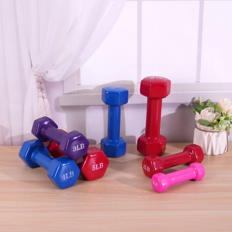 Fitnessivarustus Kaalutud hantlid Joogaharjutused Salendavad käed Malmist hantlid naistele 1-5kg Kuusnurksed matthantlid