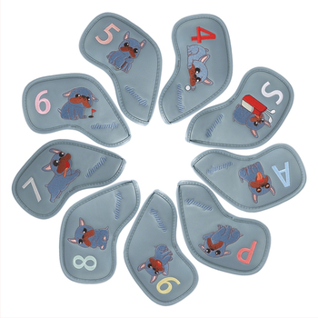 Κάλυμμα σιδήρου γκολφ PU υλικό μέθοδος σκύλου κινούμενα σχέδια μοτίβο κάλυμμα καπέλου κλαμπ εξαιρετικό κέντημα 9/σετ διασυνοριακής καυτής πώλησης