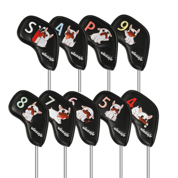 Κάλυμμα σιδήρου γκολφ PU υλικό μέθοδος σκύλου κινούμενα σχέδια μοτίβο κάλυμμα καπέλου κλαμπ εξαιρετικό κέντημα 9/σετ διασυνοριακής καυτής πώλησης