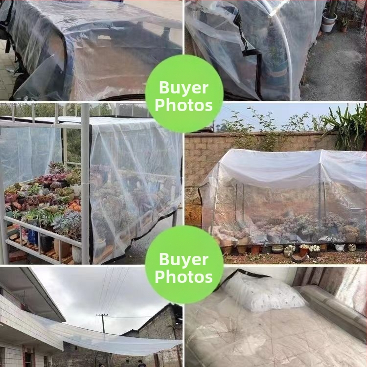 PE пластмасова дъждоустойчива кърпа H прозрачен покрит с ръбове дъждоустойчива кърпа външна търговия Amazon сукулентно цвете студоустойчиво топлоизолационно фолио за дъжд