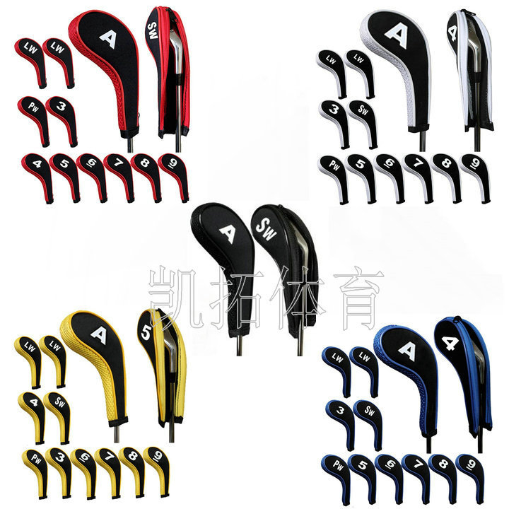 12 darabos golf cipzáras vaskészlet, ütőkészlet, hosszú csőre nyomtatott digitális golf sapkakészlet, kizárólag exportra