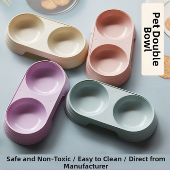 Gyári forrásból származó kopogásgátló kutyatál dupla tál könnyen tisztítható kerek macskatál egyszerű műanyag sűrített tál kisállat tál