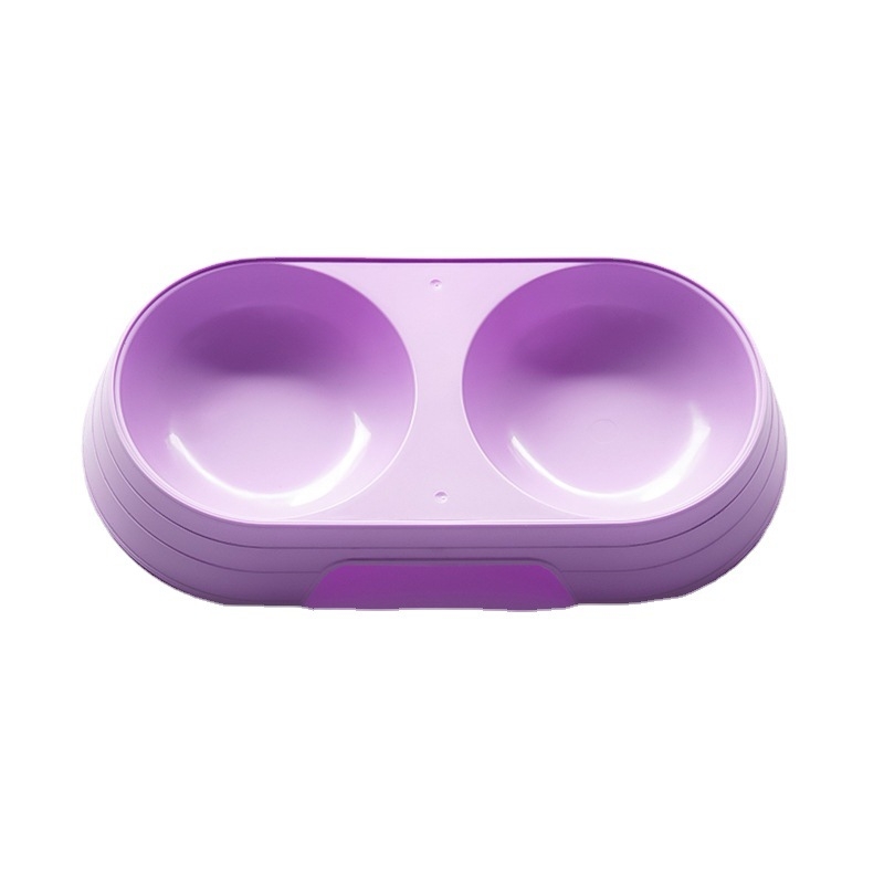 Gyári forrásból származó kopogásgátló kutyatál dupla tál könnyen tisztítható kerek macskatál egyszerű műanyag sűrített tál kisállat tál