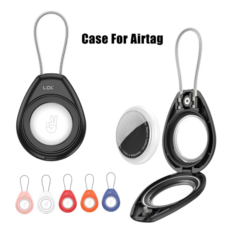 Приложим защитен калъф за AirTag, Apple Airtag, против изгубен локатор, прозрачен, с метално въже, защитен калъф „всичко в едно“