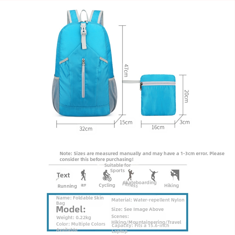 Skladací outdoorový batoh unisex horolezecká taška ležérny cestovný prenosný malý batoh kožená taška nový