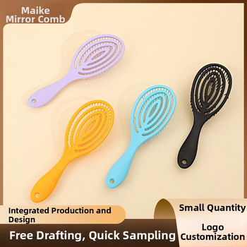 Karšto pardavimo tuščiavidurės šonkaulių šukos ovalios masažinės šukos macaron spalvos uodų spiralės šukos logotipo spausdinimas plastikinės šukos didmeninė prekyba