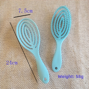 Karšto pardavimo tuščiavidurės šonkaulių šukos ovalios masažinės šukos macaron spalvos uodų spiralės šukos logotipo spausdinimas plastikinės šukos didmeninė prekyba