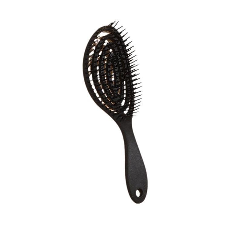 Karšto pardavimo tuščiavidurės šonkaulių šukos ovalios masažinės šukos macaron spalvos uodų spiralės šukos logotipo spausdinimas plastikinės šukos didmeninė prekyba