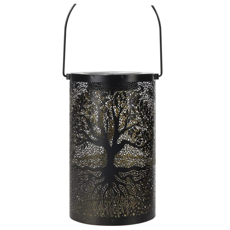 Határokon átnyúló napelemes LED kültéri vízálló kovácsoltvas életfa mintás üreges dekoratív ajándék vetítőlámpa