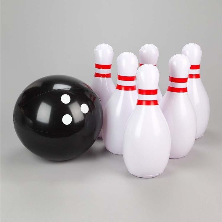 Gamintojas parduoda pripučiamą boulingo žaislų rinkinį, lauko vejos pripučiamą paplūdimio kamuoliuką, boulingo kamuolį