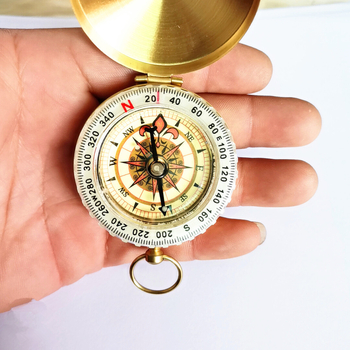 Ρολόι τσέπης Pure Copper Compass G50 Retro Flip Compass για υπαίθριες δραστηριότητες, ορειβασία, πολλαπλών λειτουργιών με φωτεινό κάλυμμα