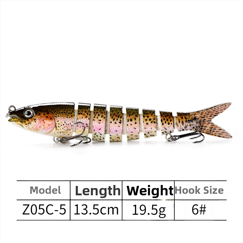 Daugiasluoksnis „Luya“ masalas, 8 sekcijų masalas gėlavandenei žuviai, jūrinei žūklei, 13,5 cm panardintas masalas, netikras masalas, daugiasluoksnis „Luya“ masalas.