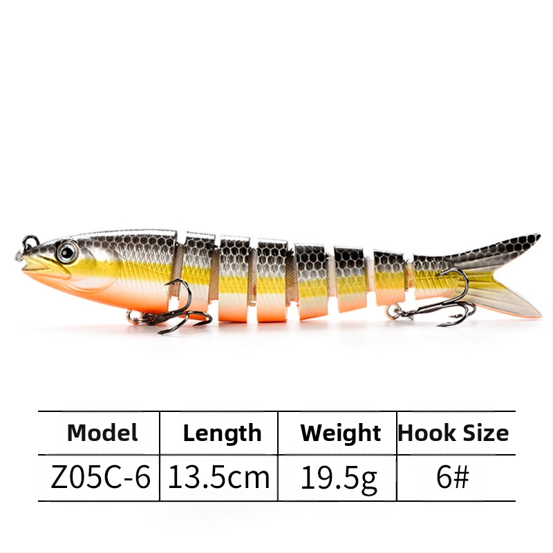 Daugiasluoksnis „Luya“ masalas, 8 sekcijų masalas gėlavandenei žuviai, jūrinei žūklei, 13,5 cm panardintas masalas, netikras masalas, daugiasluoksnis „Luya“ masalas.