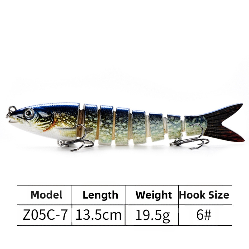 Daugiasluoksnis „Luya“ masalas, 8 sekcijų masalas gėlavandenei žuviai, jūrinei žūklei, 13,5 cm panardintas masalas, netikras masalas, daugiasluoksnis „Luya“ masalas.