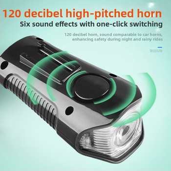 Kodo matuoklio lempos galios ekranas, įkraunamas USB dviračio žibintas, „Bell“ kodo matuoklis, trys viename dviračio žibintas, signalinis žibintas