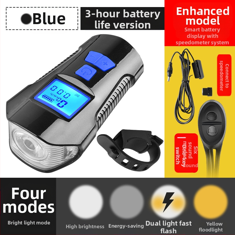 Kodo matuoklio lempos galios ekranas, įkraunamas USB dviračio žibintas, „Bell“ kodo matuoklis, trys viename dviračio žibintas, signalinis žibintas