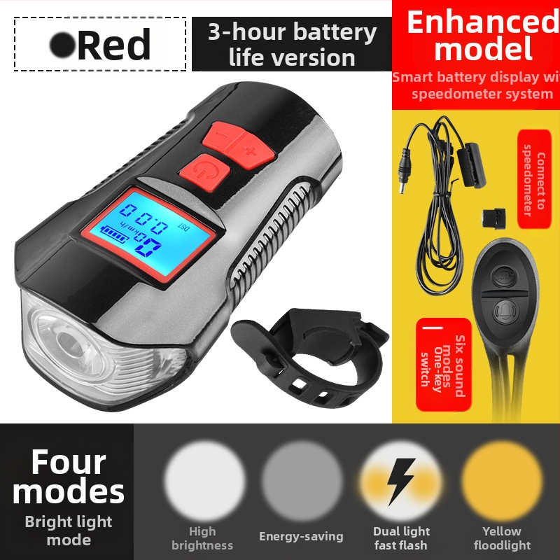Kodo matuoklio lempos galios ekranas, įkraunamas USB dviračio žibintas, „Bell“ kodo matuoklis, trys viename dviračio žibintas, signalinis žibintas