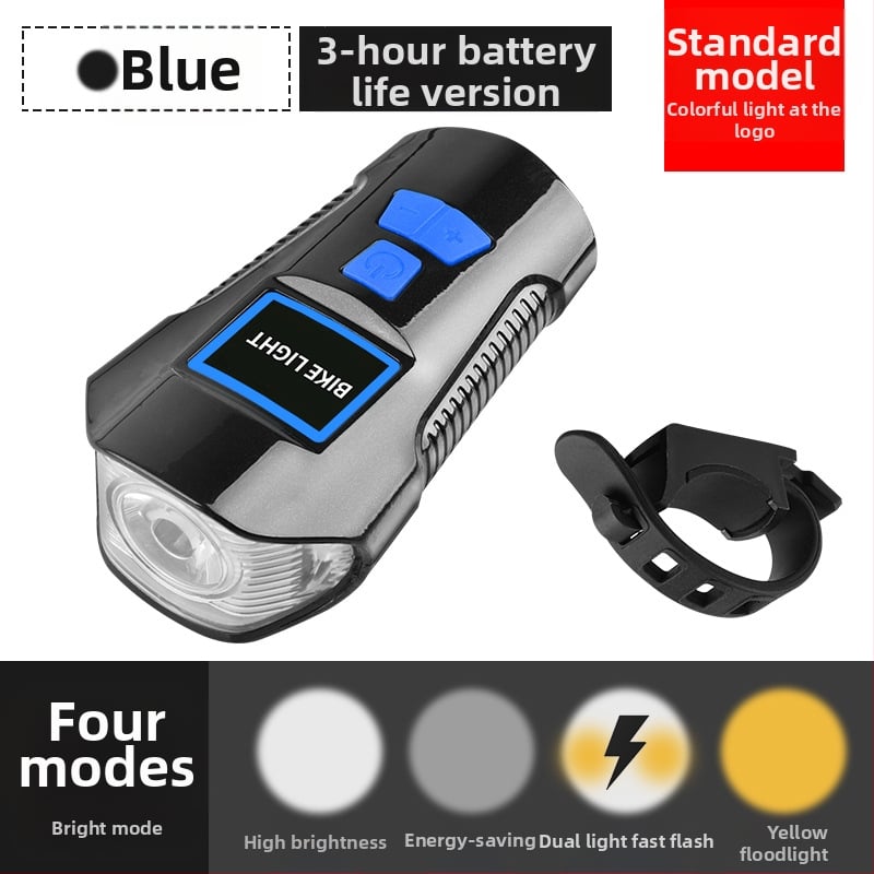 Kodo matuoklio lempos galios ekranas, įkraunamas USB dviračio žibintas, „Bell“ kodo matuoklis, trys viename dviračio žibintas, signalinis žibintas